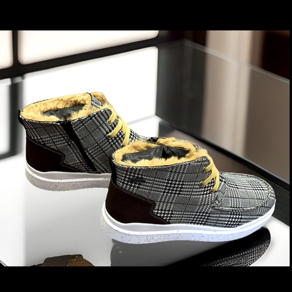 Plaid Black Yellow Fur Boot Zip-Up & Lace Romika Helsinki 02 Sz40 8-8.5 Sneakers - Picture 5 of 16